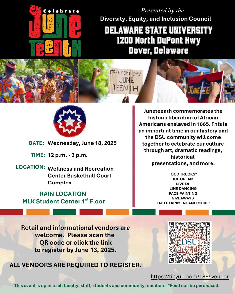 Join us for today's Juneteenth celebration from noon to 3 p.m. at the Wellness Center! Enjoy food, music, giveaways, and more. Everyone is welcome!
