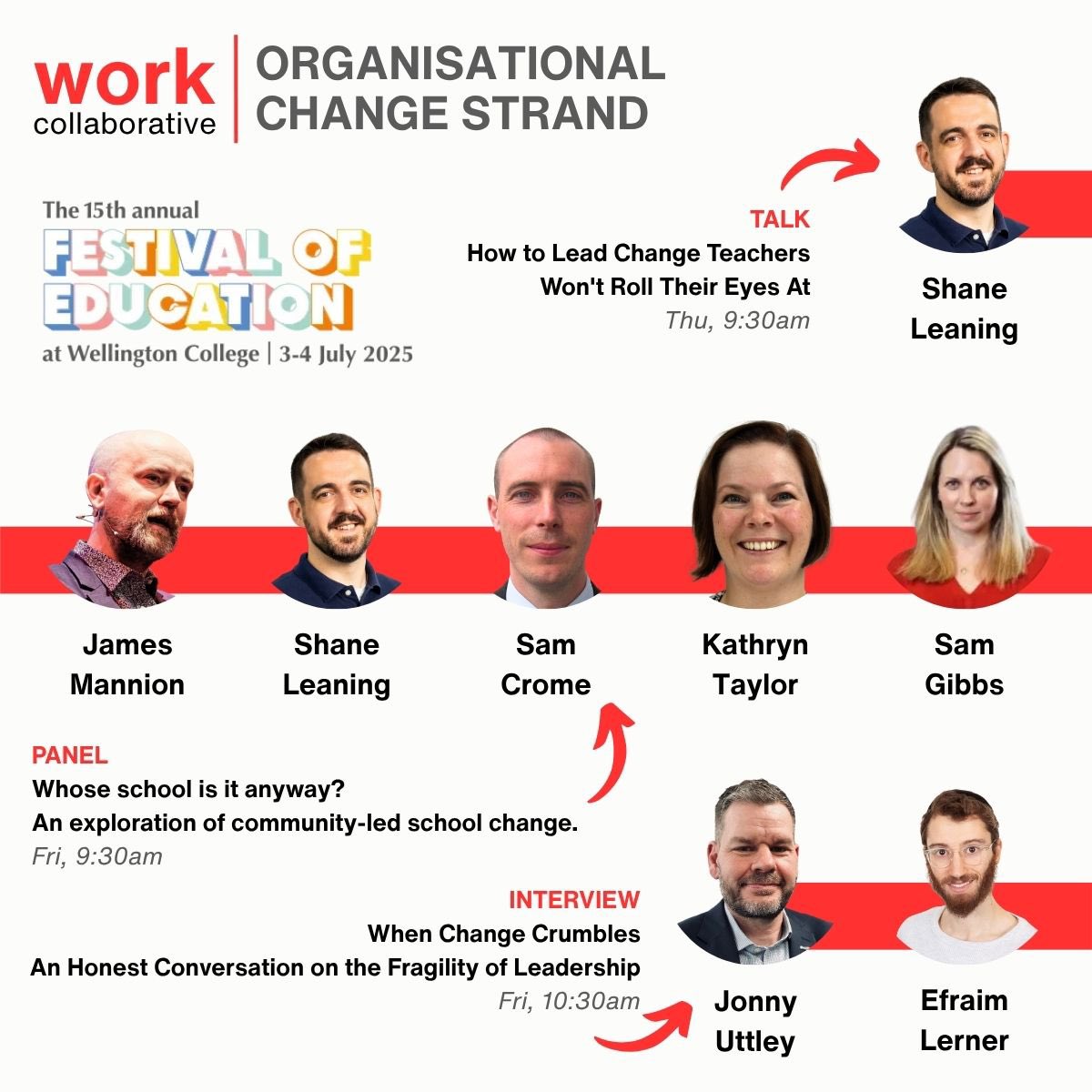 Shane Leaning (@leaningshane) on Twitter photo Change doesn’t start with consultants, policies, or products.
It starts with the people inside the school.
At this year’s <a href="/EducationFest/">Festival of Education 🇬🇧</a>, the Organisational Change Strand, curated by Work Collaborative, brings together educators who believe in leading from within.
This strand Change doesn’t start with consultants, policies, or products.
It starts with the people inside the school.
At this year’s <a href="/EducationFest/">Festival of Education 🇬🇧</a>, the Organisational Change Strand, curated by Work Collaborative, brings together educators who believe in leading from within.
This strand