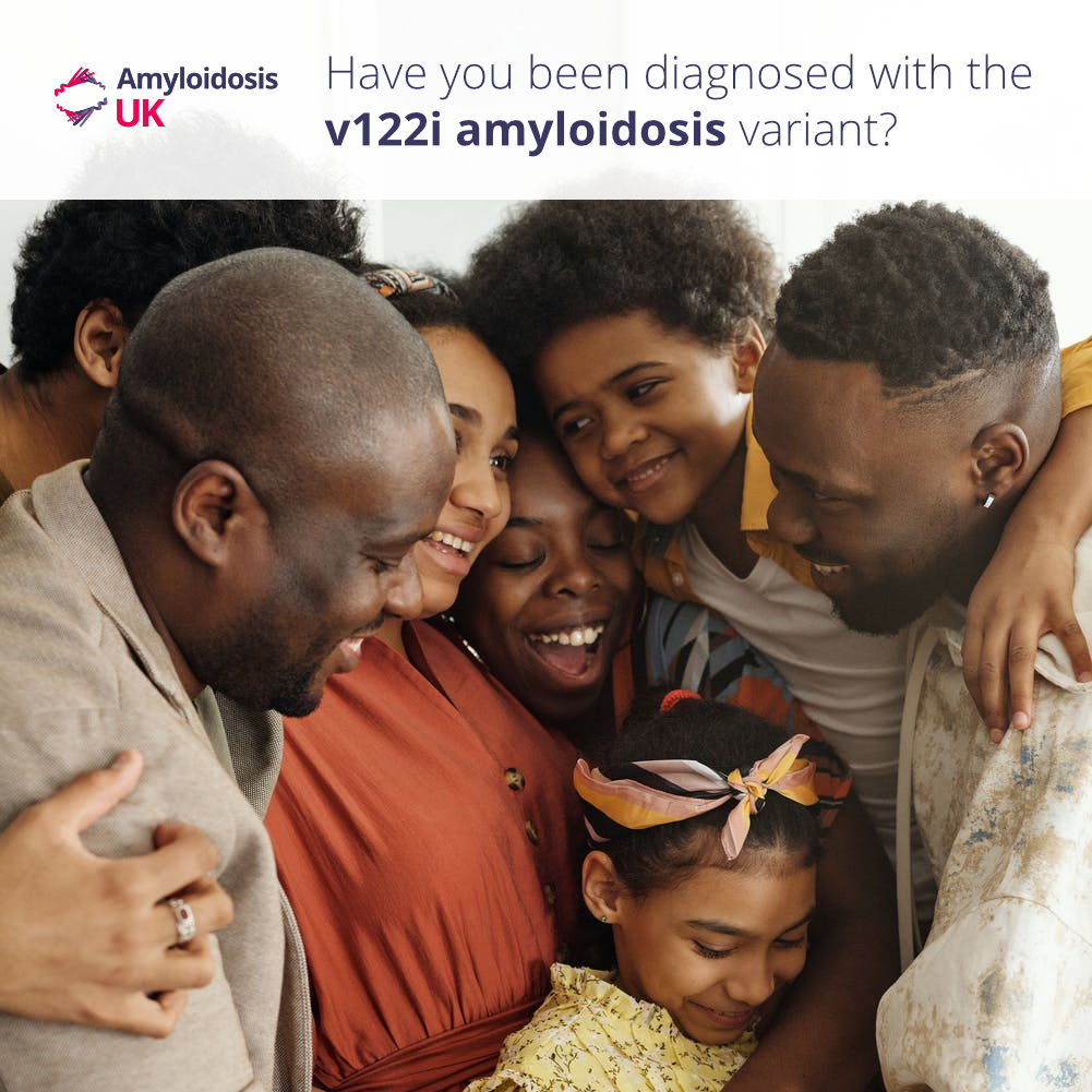 Amyloidosis UK (@amyloidosis_uk) on Twitter photo Have you been diagnosed with the v122i #amyloidosis variant?
We’re working with an industry partner to form a small virtual Patient Advisory Board for people of Black African & African Caribbean heritage living with this condition.
If interested email kate@amyloidosisuk.org Have you been diagnosed with the v122i #amyloidosis variant?
We’re working with an industry partner to form a small virtual Patient Advisory Board for people of Black African & African Caribbean heritage living with this condition.
If interested email kate@amyloidosisuk.org