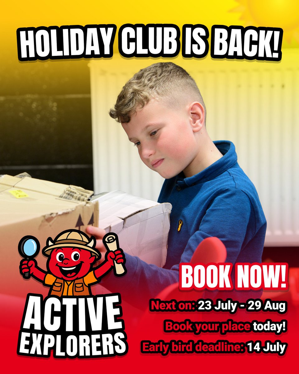 🌞 School’s out and adventure’s in!

Active Explorers is perfect for 4–11-year-olds looking for fun, games and themed activities.

📅 23 July – 29 August

💸 Early Bird offer ends 14 July – save your space today!

🎟️ Book now: theredimps.net/summeractiveex…