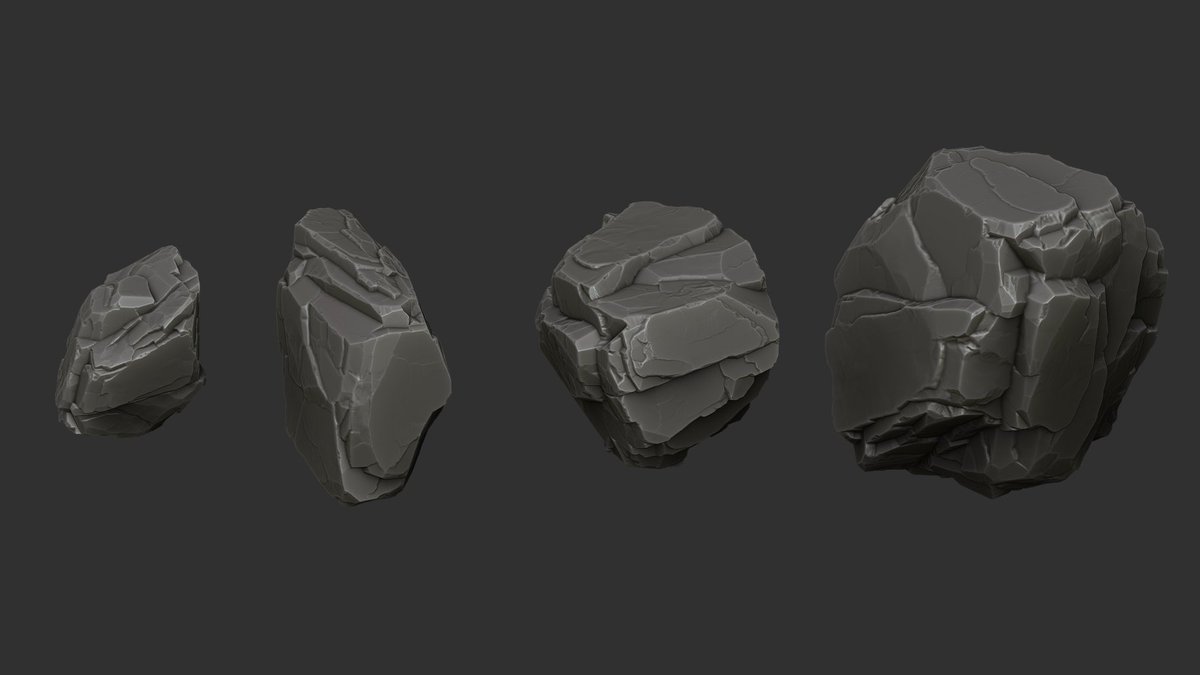 itsameslime's tweet image. Wrapping up the rock set for my Dorado project — this is more or less the final look! Next step, foliage! 😄 

#3dartist #gamedev #3denvironment #stylized #rocks #zbrush
