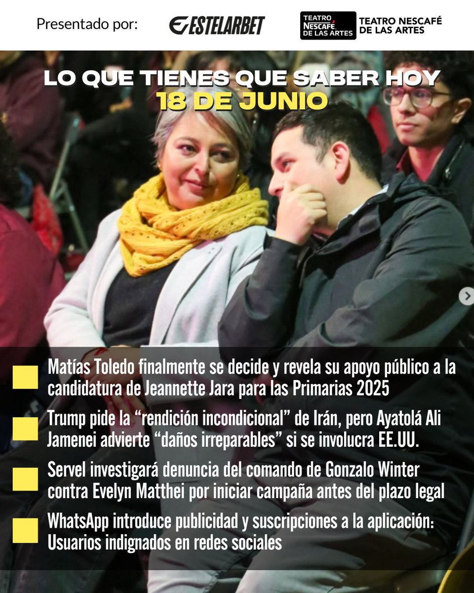 📰 Buenos días!! Comenzamos este día con las portadas más importantes de Chile y el mundo 🌎

🌧️ Hay 1°C en Santiago, se espera una máxima de 15°C.

💵 El dólar está a $939. 

📡 Sigue la señal en vivo en buff.ly/khjS19W