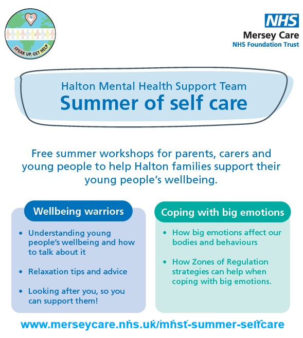 Mersey Care NHS FT 🏳️🌈 (@mersey_care) on Twitter photo This summer, our Halton Mental Health Support Team is running free summer of self care workshops for parents, carers and young people 💙
They aim to support #Halton families support young people’s wellbeing 🤗
merseycare.nhs.uk/mhst-summer-se…
@HWHalton <a href="/HaltonCarers/">Halton Carers Centre</a> <a href="/HaltonBC/">Halton Council</a> This summer, our Halton Mental Health Support Team is running free summer of self care workshops for parents, carers and young people 💙
They aim to support #Halton families support young people’s wellbeing 🤗
merseycare.nhs.uk/mhst-summer-se…
@HWHalton <a href="/HaltonCarers/">Halton Carers Centre</a> <a href="/HaltonBC/">Halton Council</a>