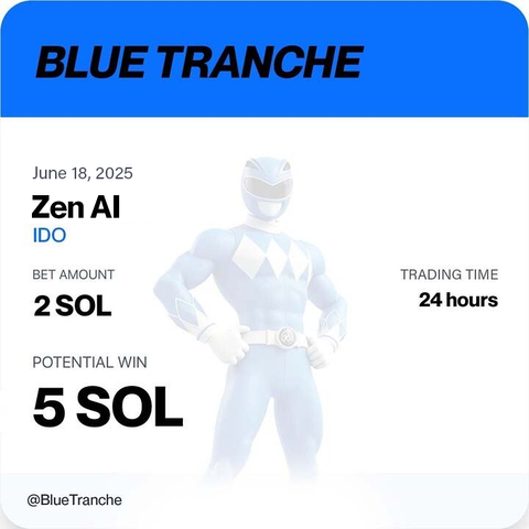 🔵 Blue Tranche is tapping into early-stage IDOs for high-growth potential.

With a 💰 2 SOL allocation into ZENAI | IDO, traded just 24 hours after launch, users can earn a potential return of 5 SOL.

Early access meets automated execution — powered by <a href="/TrancheVest/">TrancheVest ®</a>