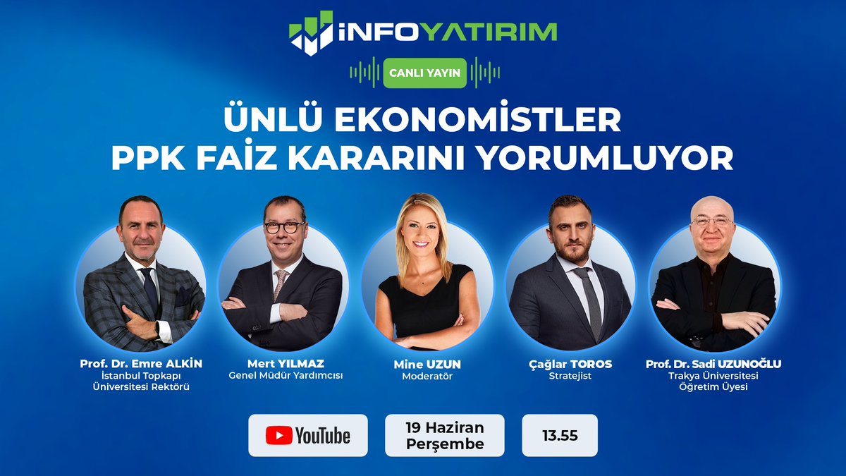 İnfo Yatırım Menkul Değerler (@infoyatirim) on Twitter photo Yarın saat 13.55'te YouTube kanalımızda Prof. Dr. Emre Alkin <a href="/emrealkin1969/">emre alkin</a>, Prof. Dr. Sadi Uzunoğlu <a href="/SadiUzunoglu/">Sadi Uzunoglu</a>, Genel Müdür Yardımcımız Mert Yılmaz <a href="/bmylz/">Mert Yilmaz</a>, Stratejistimiz Çağlar Toros <a href="/caglartoros/">Çağlar Toros</a>; Kurumsal İletişim Direktörümüz Mine Uzun <a href="/mneuzunyol/">Mine Uzun 🦋</a> moderatörlüğünde #PPK Yarın saat 13.55'te YouTube kanalımızda Prof. Dr. Emre Alkin <a href="/emrealkin1969/">emre alkin</a>, Prof. Dr. Sadi Uzunoğlu <a href="/SadiUzunoglu/">Sadi Uzunoglu</a>, Genel Müdür Yardımcımız Mert Yılmaz <a href="/bmylz/">Mert Yilmaz</a>, Stratejistimiz Çağlar Toros <a href="/caglartoros/">Çağlar Toros</a>; Kurumsal İletişim Direktörümüz Mine Uzun <a href="/mneuzunyol/">Mine Uzun 🦋</a> moderatörlüğünde #PPK