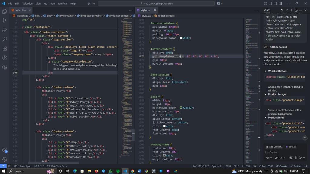 fawaz_isho33190's tweet image. Day 4 ✅ #30DaysCodingChallenge
Wrapped up the blog section + footer layout today.  
Used HTML &amp;amp; CSS (Grid/Flexbox) for a clean, responsive design.  

Enjoying the process!  
#FrontendDev #30DaysOfCode