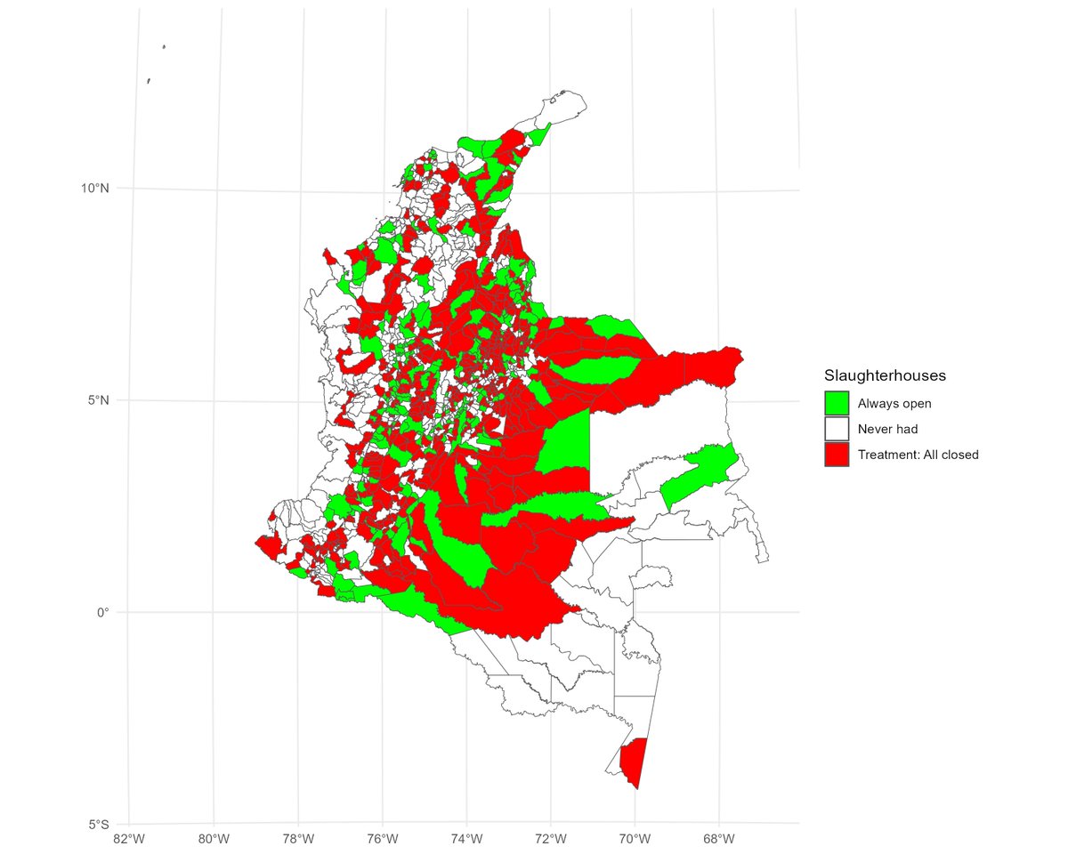🧵1/ ¿Qué pasó cuando cerraron mataderos en 473 municipios?
 La idea era mejorar la salubridad. ¿Pero qué pasó realmente en 
🩺salud pública
🌳 deforestación
 🐄estructura del mercado ganadero