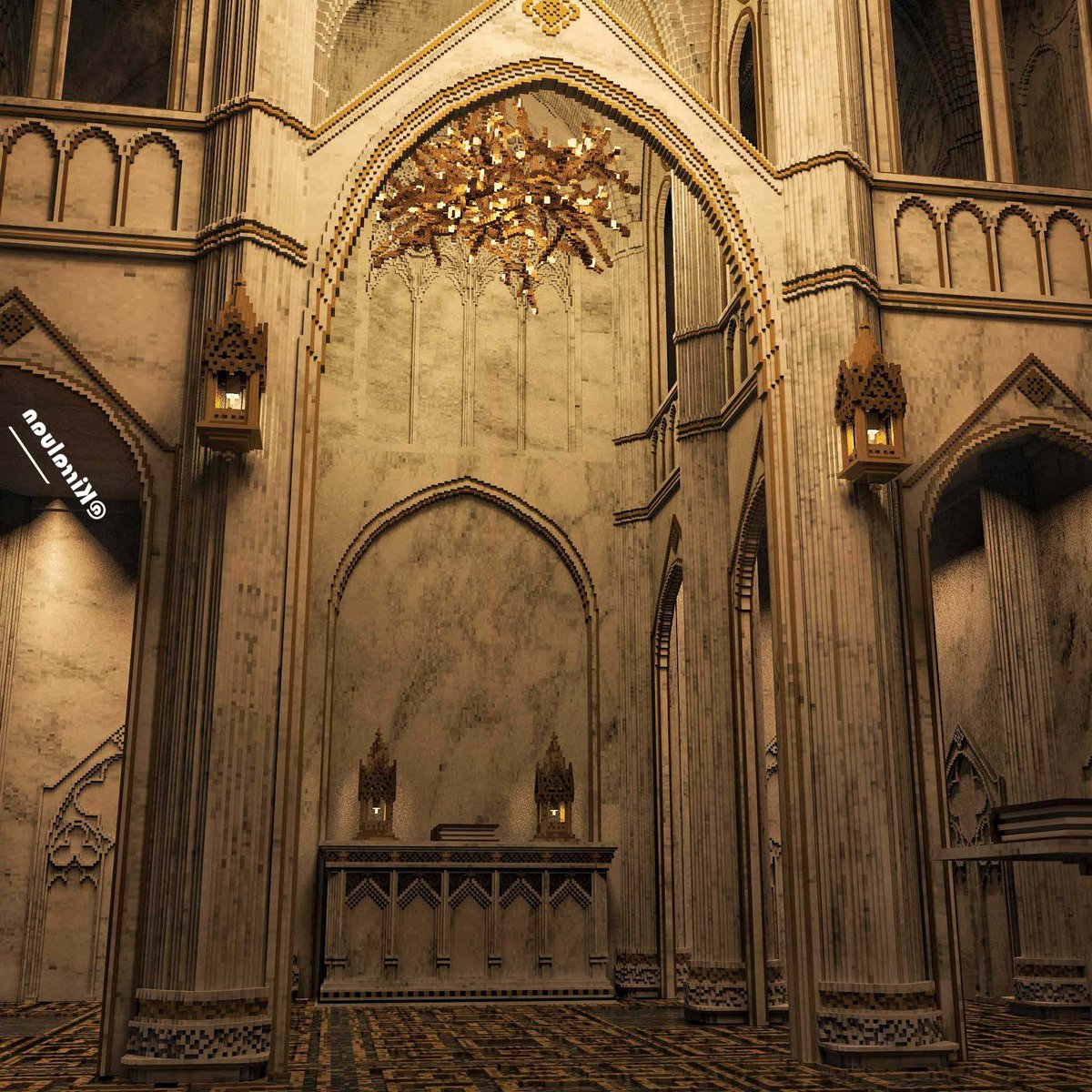 All details in the latest work, Golden Church, are here: artstation.com/artwork/WXkee2
--- 
#voxelart #3drender #digitalart