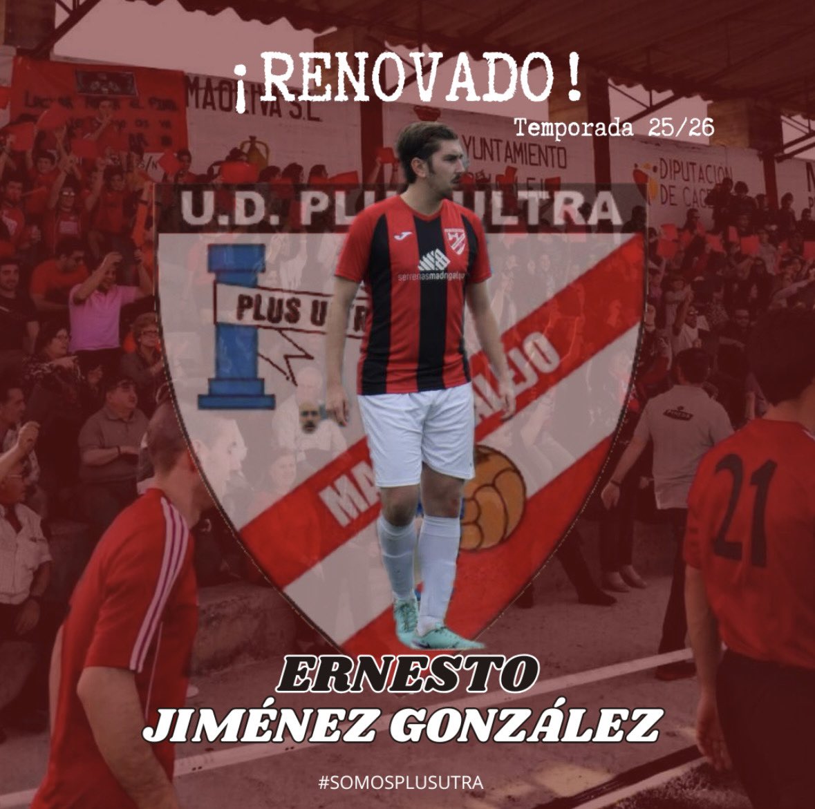 📣 𝗥𝗘𝗡𝗢𝗩𝗔𝗗𝗢 | Ernesto, seguirá marcando el ritmo desde el mediocampo.

Lucha, inteligencia y compromiso al servicio del equipo. Una temporada más, el centro del campo sigue en buenas manos.

Aúpa Plus Ultra 
❤️🖤