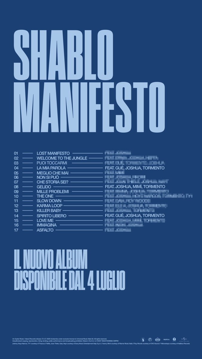 #MANIFESTO , la tracklist ✨fuori il 4 luglio

digital.umusic.com/manifesto
