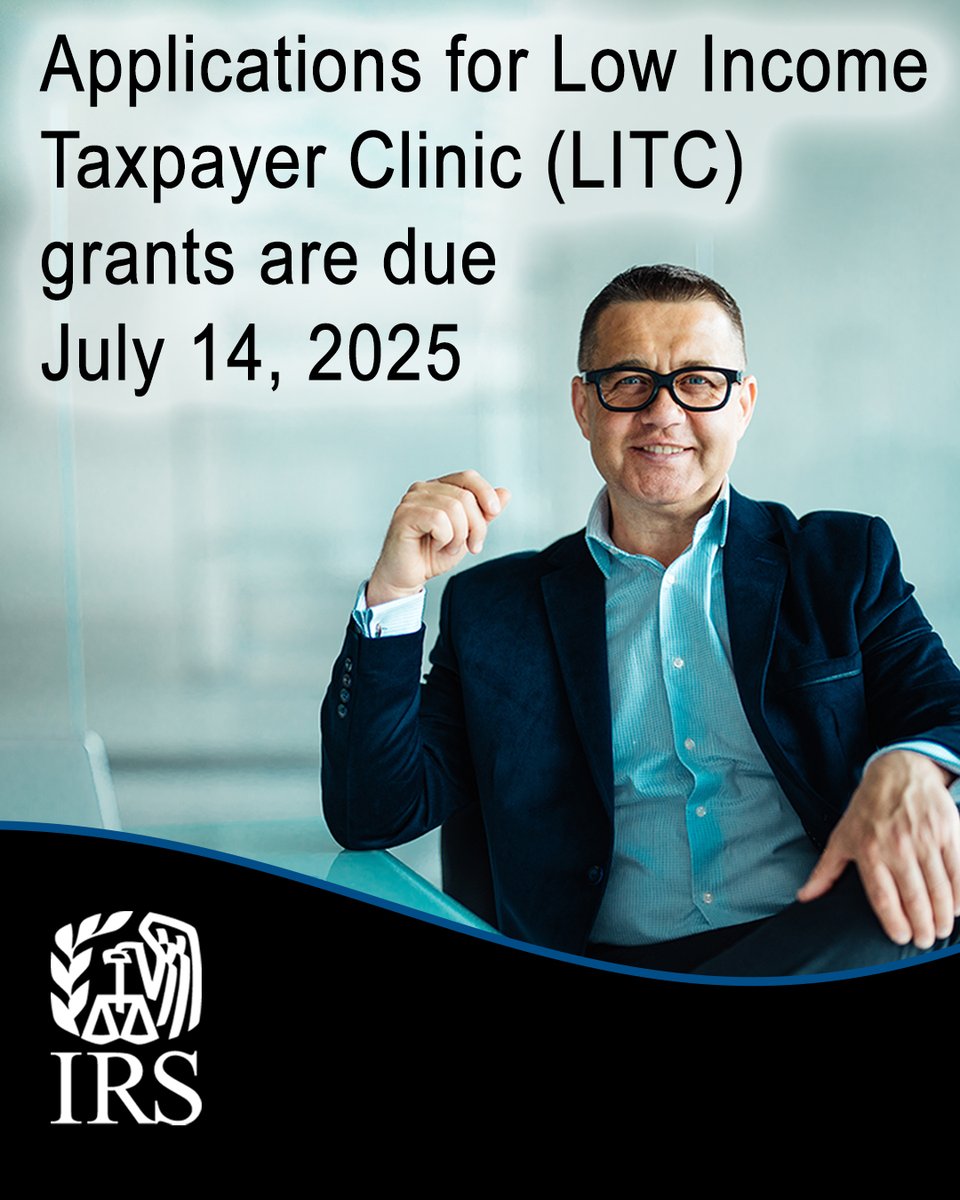 #IRS awards matching grants to qualifying organizations in order to develop, expand or maintain a Low Income Taxpayer Clinic (LITC). The application period for these grants runs through July 14, 2025. For more info, see: ow.ly/vZ2X50VWopJ