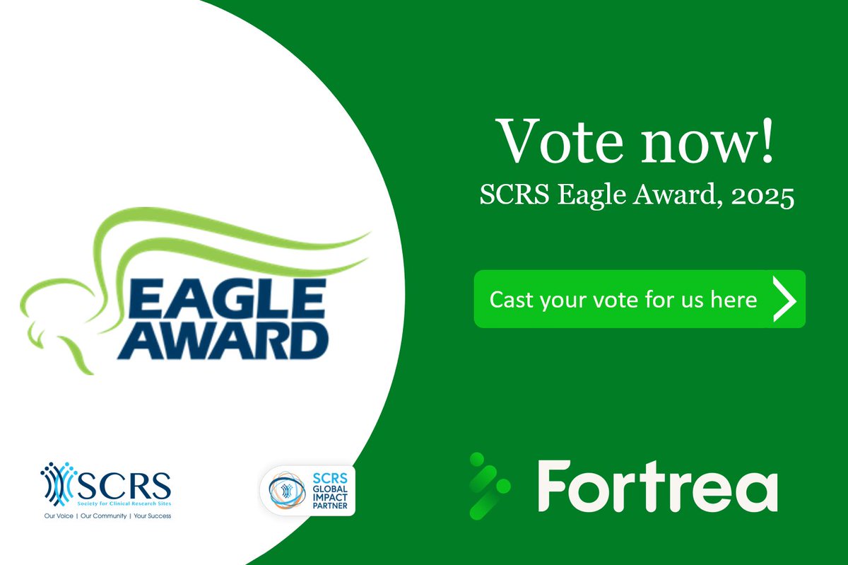 As an active #SCRS2025 (Society for Clinical Research Sites) member, Fortrea is driving collaboration with sites towards our goal of reaching more patients with clinical trials, faster. 
Vote for Fortrea in the SCRS Eagle Award: surveymonkey.com/r/LD23MZT
#SCRSEagleAward