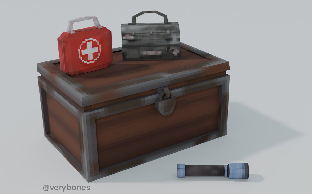 Modelled and textured a dbd chest and some items in blockbench