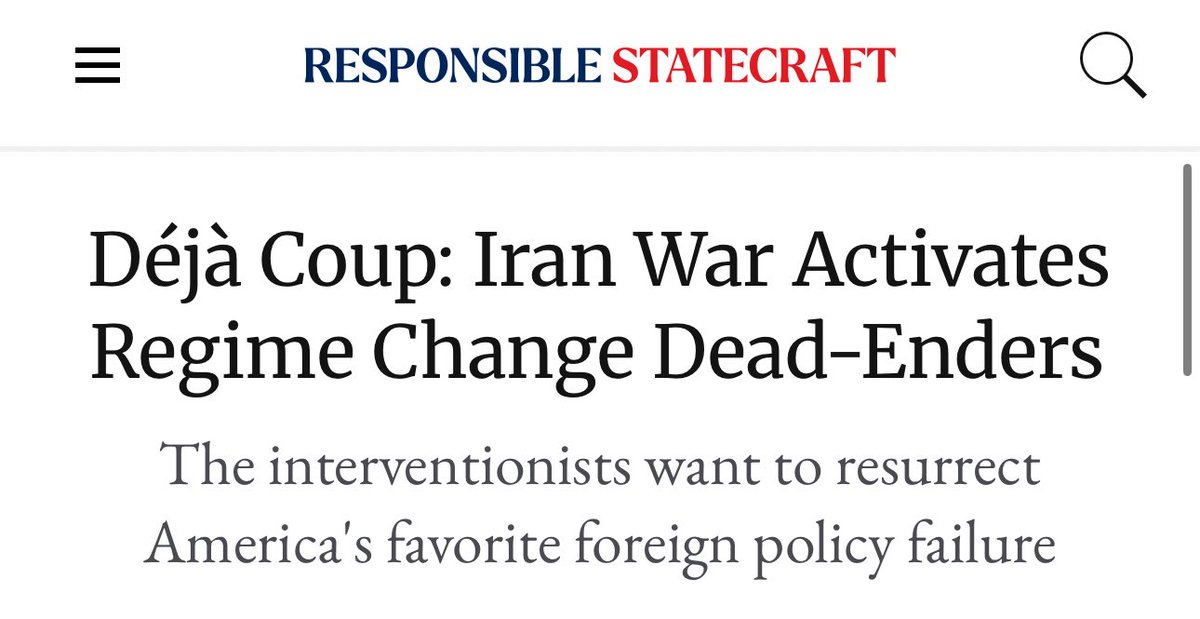 gal debored (@ckayerawlings) on Twitter photo Sooo “regime change” doesn’t work and it never has also…by the way….we already tried regime change in Iran and…like I just said that didn’t work.
Anywho I wrote about it for <a href="/RStatecraft/">Responsible Statecraft</a> Sooo “regime change” doesn’t work and it never has also…by the way….we already tried regime change in Iran and…like I just said that didn’t work.
Anywho I wrote about it for <a href="/RStatecraft/">Responsible Statecraft</a>