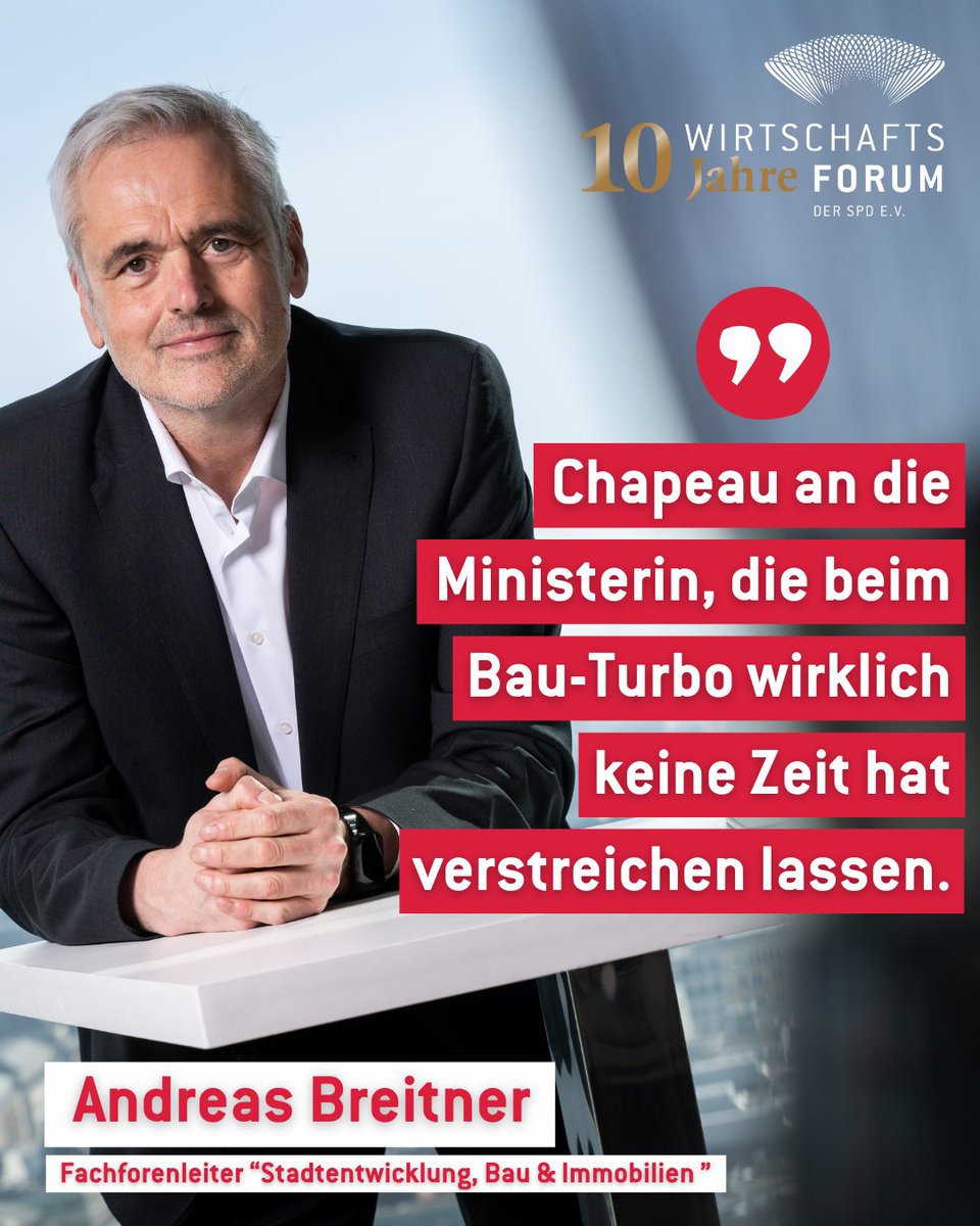 Wirtschaftsforum_SPD (@wirtschaft_spd) on Twitter photo „Chapeau an die Ministerin, die beim Bau-Turbo wirklich keine Zeit hat verstreichen lassen“, kommentiert Fachforenleiter <a href="/BreitnerAndreas/">Andreas Breitner</a> zum heute im Kabinett beschlossenen #BauTurbo von Ministerin <a href="/verenahubertz/">Verena Hubertz</a> <a href="/BMWSB_Bund/">Bundesbauministerium</a> (1/2) 👇 „Chapeau an die Ministerin, die beim Bau-Turbo wirklich keine Zeit hat verstreichen lassen“, kommentiert Fachforenleiter <a href="/BreitnerAndreas/">Andreas Breitner</a> zum heute im Kabinett beschlossenen #BauTurbo von Ministerin <a href="/verenahubertz/">Verena Hubertz</a> <a href="/BMWSB_Bund/">Bundesbauministerium</a> (1/2) 👇