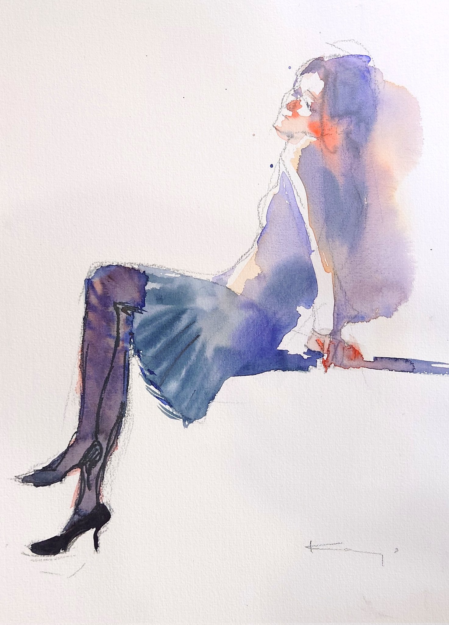 癒しの絵 水彩画 （紫陽花の絵 こちらの紫陽花の絵は昨年描き