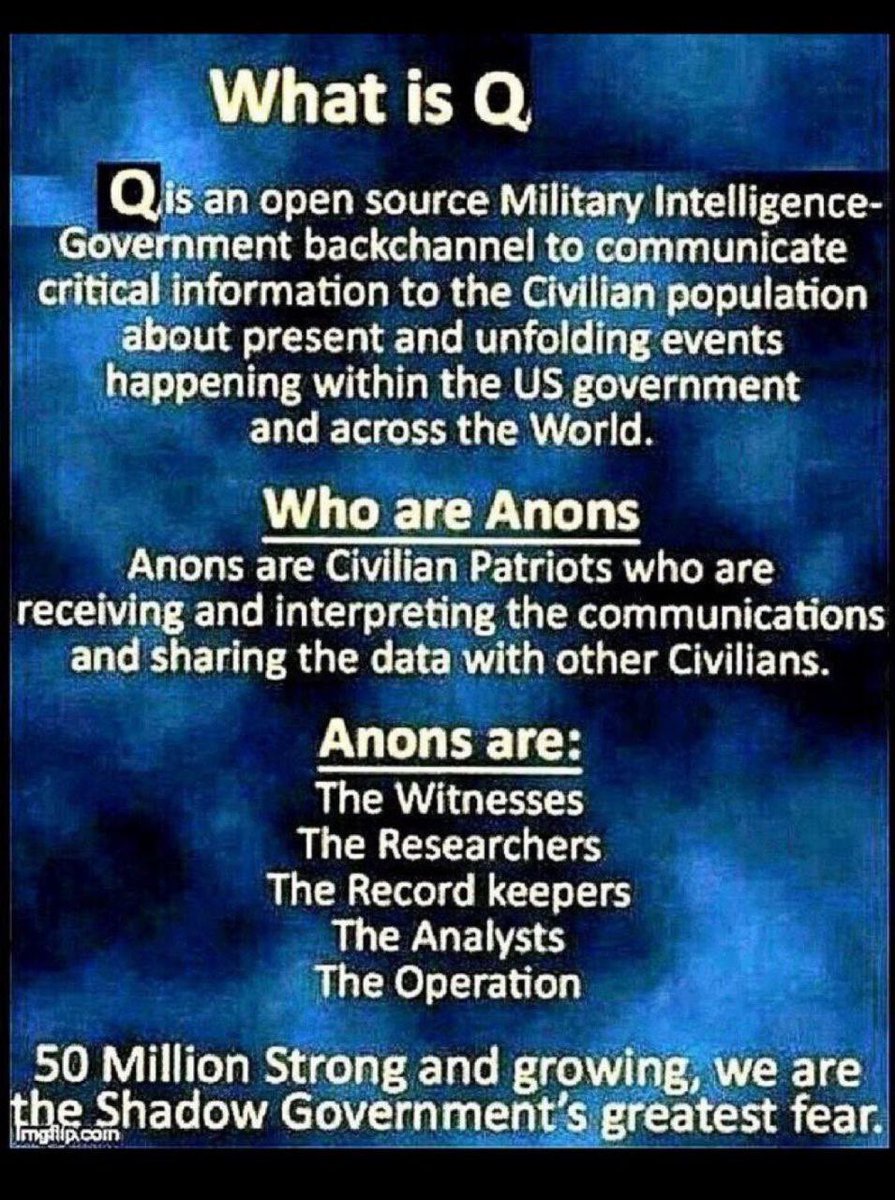 Time for the Q family to be together 

What is Q 

Who are Annons 

Repost if you believe and trust  Q