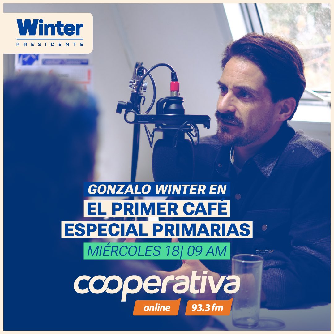 ☕ Nos vemos a las 9:00 en El Primer Café de Radio Cooperativa.

Vamos a conversar sobre las primarias, nuestras propuestas y el futuro que queremos para Chile 💬

📻 93.3 FM
🌐 En vivo: cooperativa.cl/radioenvivo
