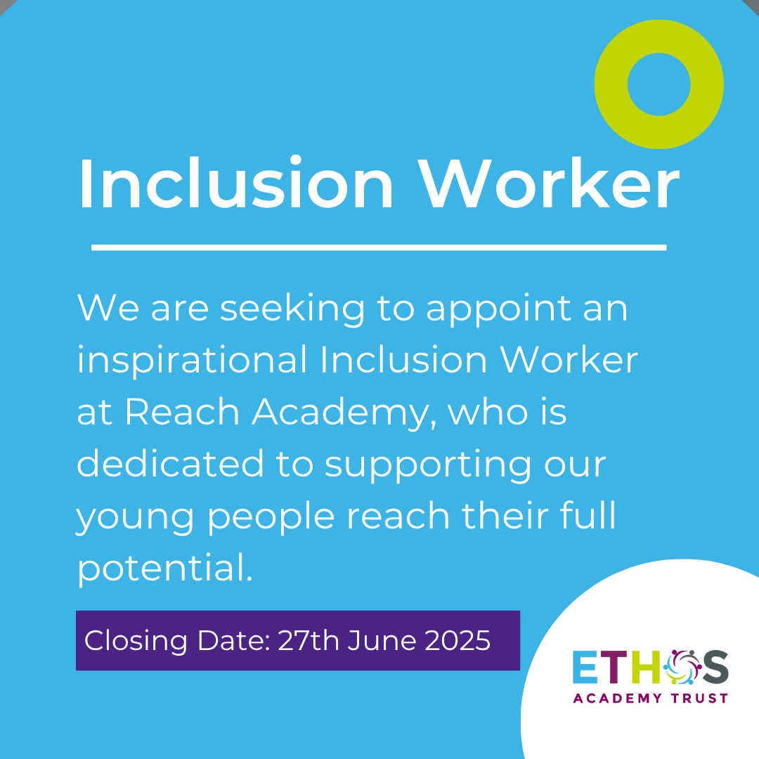 Reach Academy is looking to appoint an Inclusion Worker who is inspirational and dedicated to supporting young people.

Could this be your next role? Discover more and apply today: bit.ly/4l375xj

Closing Date: 27/06/25 at 9am