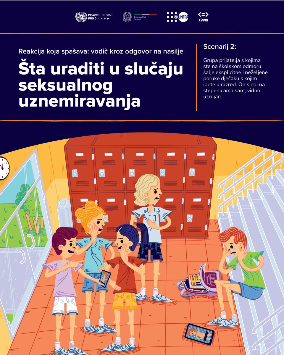 UNFPA BiH (@unfpabih) on Twitter photo Svjedočiš seksualnom uznemiravanju? Znaš li kako pomoći?
3️⃣ U tramvaju, muškarac neprimjereno dodiruje ženu
4️⃣ Dječak na odmoru prima eksplicitne poruke
Saznaj šta možeš uraditi: unf.pa/3ThmWMc
<a href="/UNPeacebuilding/">United Nations Peacebuilding</a> <a href="/italyinbih/">Italy in Bosnia and Herzegovina</a>
#FutureisYOUth #MovingUsCloser #Y4IET Svjedočiš seksualnom uznemiravanju? Znaš li kako pomoći?
3️⃣ U tramvaju, muškarac neprimjereno dodiruje ženu
4️⃣ Dječak na odmoru prima eksplicitne poruke
Saznaj šta možeš uraditi: unf.pa/3ThmWMc
<a href="/UNPeacebuilding/">United Nations Peacebuilding</a> <a href="/italyinbih/">Italy in Bosnia and Herzegovina</a>
#FutureisYOUth #MovingUsCloser #Y4IET
