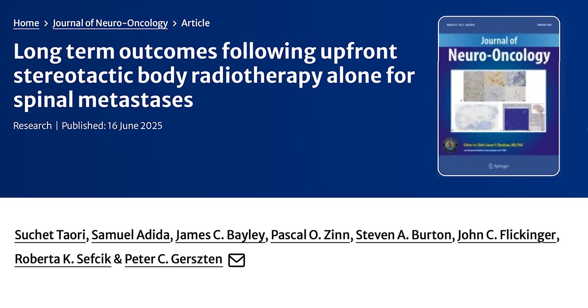 Pitt Neurosurgery (@pittneurosurg) on Twitter photo Upfront stereotactic body radiotherapy alone for spinal metastases provides durable long-term local tumor control and sustained pain relief with minimal toxicity. link.springer.com/article/10.100… <a href="/SuchetTaori/">Suchet Taori</a> <a href="/SamuelAdida/">Samuel Adida</a> <a href="/pascalzinn/">Pascal Zinn, M.D., Ph.D., FAANS</a> <a href="/UPMCPhysicianEd/">UPMC Physician Resources</a> Upfront stereotactic body radiotherapy alone for spinal metastases provides durable long-term local tumor control and sustained pain relief with minimal toxicity. link.springer.com/article/10.100… <a href="/SuchetTaori/">Suchet Taori</a> <a href="/SamuelAdida/">Samuel Adida</a> <a href="/pascalzinn/">Pascal Zinn, M.D., Ph.D., FAANS</a> <a href="/UPMCPhysicianEd/">UPMC Physician Resources</a>