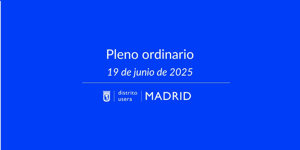 Distrito Usera (@jmd_usera) on Twitter photo 🔊Pleno ordinario en #Usera
📌 Jueves; 19 de junio; 17:30 h
En el salón de la <a href="/jmd_usera/">Distrito Usera</a>
📍Avenida Rafaela Ybarra, 41
Orden del día 👇
informate.madrid.es/teesa
👁Para seguirlo por streaming 👇
informate.madrid.es/w16pe 🔊Pleno ordinario en #Usera
📌 Jueves; 19 de junio; 17:30 h
En el salón de la <a href="/jmd_usera/">Distrito Usera</a>
📍Avenida Rafaela Ybarra, 41
Orden del día 👇
informate.madrid.es/teesa
👁Para seguirlo por streaming 👇
informate.madrid.es/w16pe