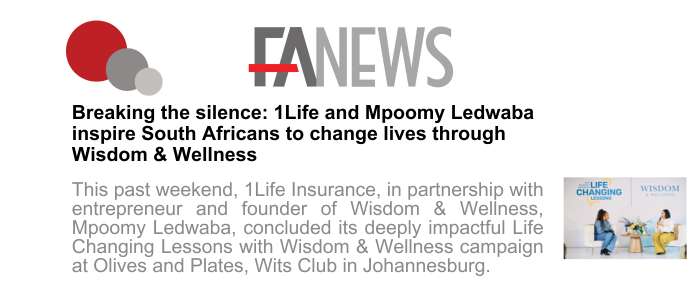 Breaking the silence: 1Life and Mpoomy Ledwaba inspire South Africans to change lives through Wisdom &amp; Wellness -tinyurl.com/mrysnmd5