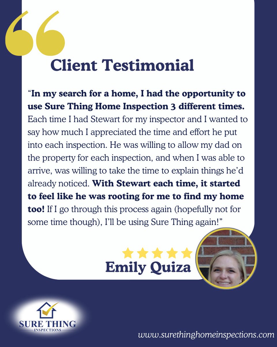 surethinghomein's tweet image. A big thank you to homeowners who rely on Sure Thing Home Inspection for expert and trustworthy service!
Discover why we’re highly rated by homeowners:
surethinghomeinspections.com/reviews/
(678) 971-2633

#SureThingHomeInspections #GeorgiaHomeInspector #HomeInspectionExperts #BufordGAHomes