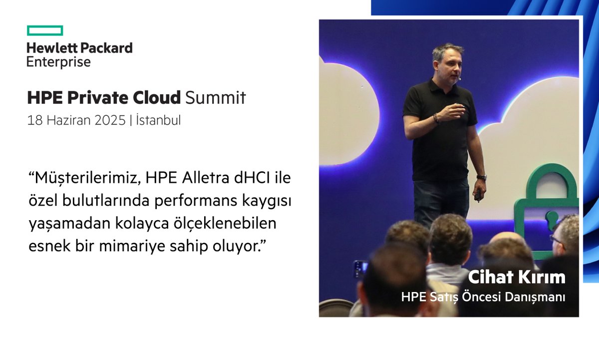 Modern veri merkezleri artık daha sade, güvenilir ve ölçeklenebilir.

Cihat Kırım, HPE SimpliVity ve HPE Alletra dHCI ile tüm iş yüklerinizi hibrit bulutta kolayca yönetebileceğinizi vurguladı.

Daha fazlası için: hpe.to/60144rlPG