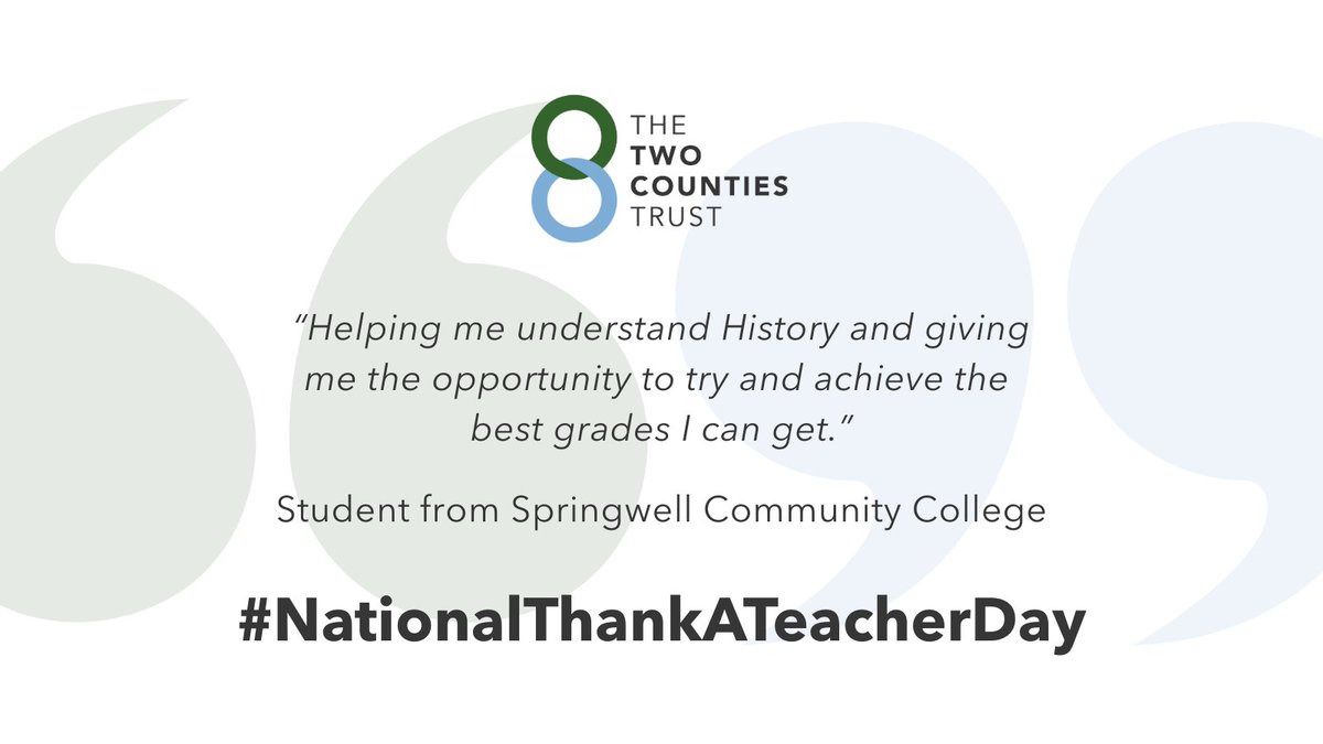 The Two Counties Trust (@ttctrust) on Twitter photo Brilliant to see <a href="/SpringwellCC/">Springwell CC</a> students valuing the college's ambitious curriculum and passionate teachers!
#NationalThankATeacherDay #SmashingIt <a href="/ttct_ceo/">Chief Executive Officer</a> Brilliant to see <a href="/SpringwellCC/">Springwell CC</a> students valuing the college's ambitious curriculum and passionate teachers!
#NationalThankATeacherDay #SmashingIt <a href="/ttct_ceo/">Chief Executive Officer</a>