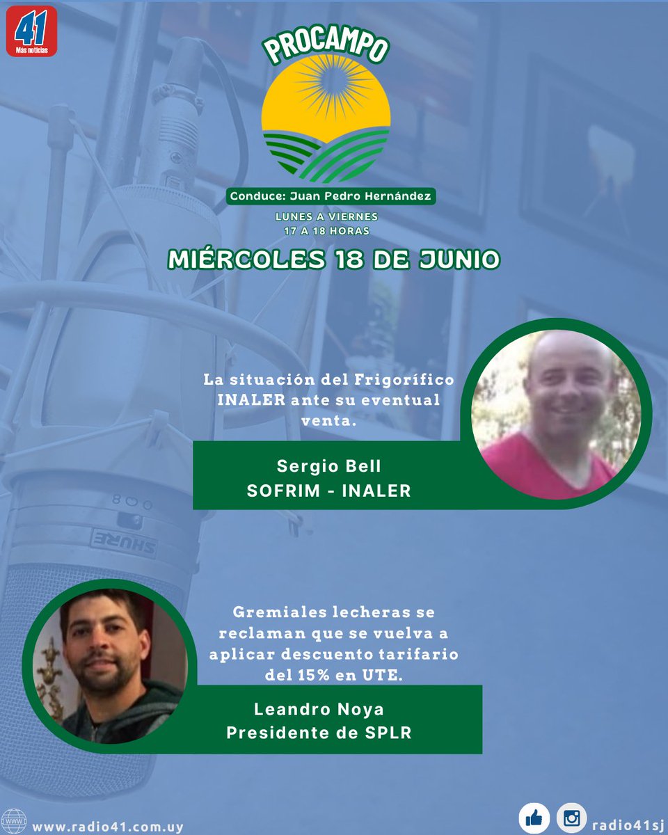 Radio 41 (@radio41sj) on Twitter photo Hoy en #Procampo
Escuchanos en el 1360 AM o por radio41.com.uy
<a href="/ruralSJ/">Asociacion Rural de San Jose</a>
<a href="/SociedadLeche/">Sociedad de Productores de Leche de Rodríguez</a>
<a href="/foica1942/">FOICA 🇭🇺</a>
<a href="/LeandroNoya1/">Leandro Noya</a>
<a href="/Alvaropv1/">Alvaro Perez Viazzi</a>
<a href="/marceloseccoa/">Marcelo Secco</a>
<a href="/zavala_justino/">justino zavala</a>
<a href="/anpl_uy/">ANPL</a>
<a href="/apl_sanjose/">APL SAN JOSE</a>
<a href="/FabianH180274/">Fabian Hernández</a>
<a href="/FSantarcieri/">Fernando Santarcieri</a>
<a href="/PITCNT1/">PIT CNT</a> Hoy en #Procampo
Escuchanos en el 1360 AM o por radio41.com.uy
<a href="/ruralSJ/">Asociacion Rural de San Jose</a>
<a href="/SociedadLeche/">Sociedad de Productores de Leche de Rodríguez</a>
<a href="/foica1942/">FOICA 🇭🇺</a>
<a href="/LeandroNoya1/">Leandro Noya</a>
<a href="/Alvaropv1/">Alvaro Perez Viazzi</a>
<a href="/marceloseccoa/">Marcelo Secco</a>
<a href="/zavala_justino/">justino zavala</a>
<a href="/anpl_uy/">ANPL</a>
<a href="/apl_sanjose/">APL SAN JOSE</a>
<a href="/FabianH180274/">Fabian Hernández</a>
<a href="/FSantarcieri/">Fernando Santarcieri</a>
<a href="/PITCNT1/">PIT CNT</a>