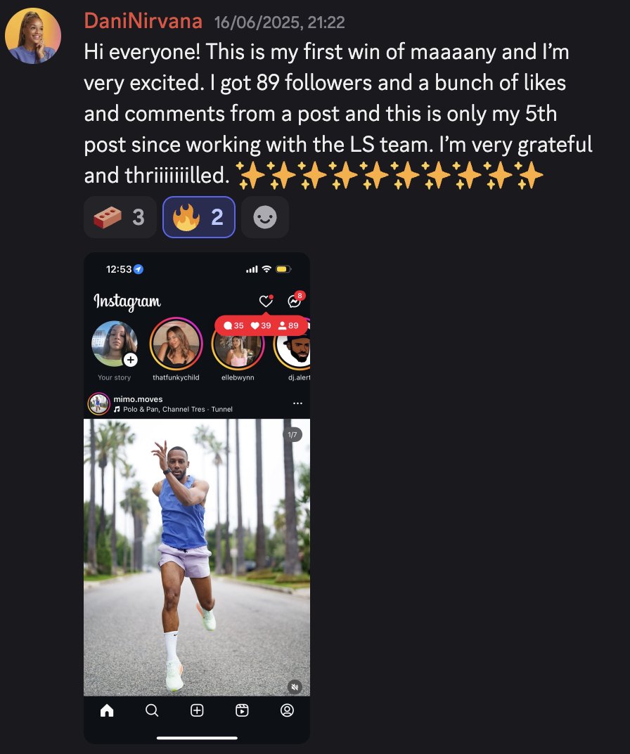 dani joined us with followers but no clear path to $$$

she needed content that spoke to people who would actually buy

couple weeks in working with us, 5th post hits and BOOM

89 new followers from one piece of content

this is just the beginning for her