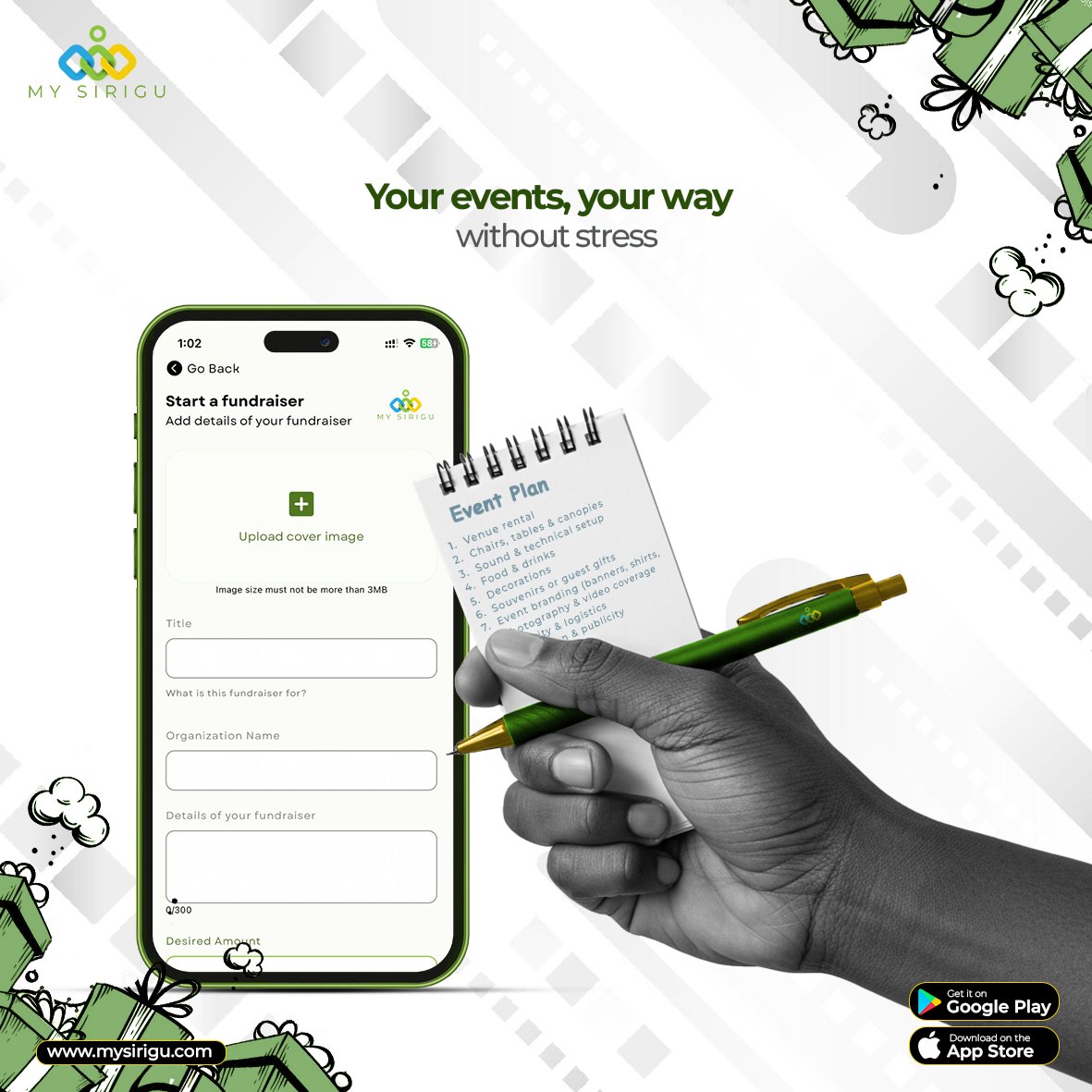 MySirigu's tweet photo. Plan Events. Raise Funds. Stay Stress-Free.
From venue rental to guest souvenirs, handle it all with ease using Mysirigu Fundraiser.
✅ Organize seamlessly
✅ Fund transparently
✅ Track every contribution
Your event, your way—without stress.
#EventFundraising #PlanWithEase https://t.co/eGjifGa1nq