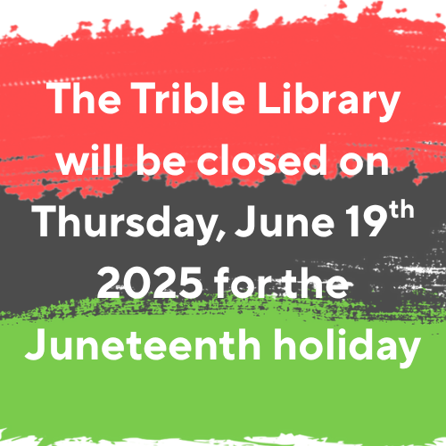CNUTribleLib's tweet photo. The Trible Library will be closed on June 19, 2025. We hope you enjoy the Juneteenth holiday safely! https://t.co/F1iYg5AYzv