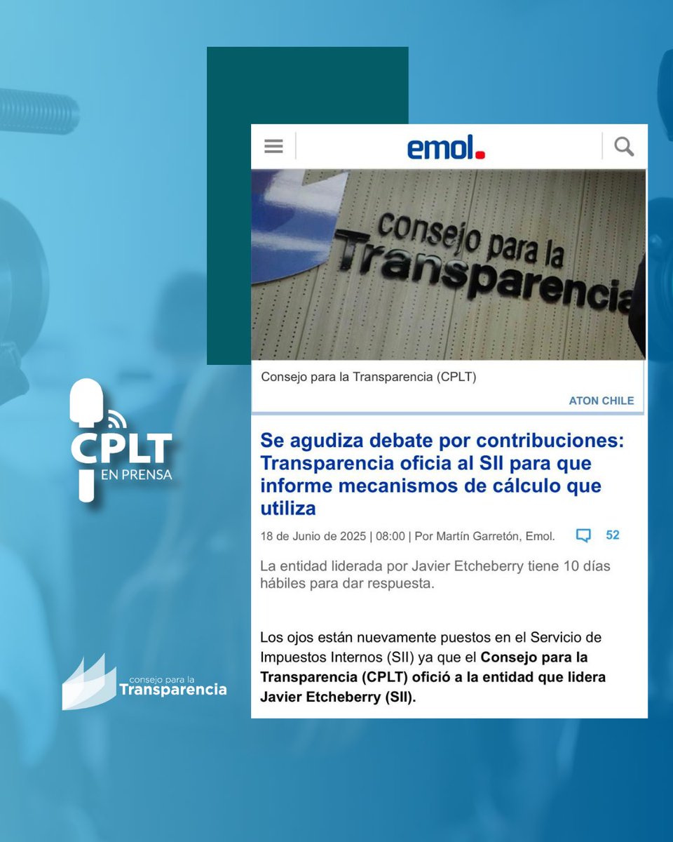 🚨#AlertaCPLT📌 <a href="/Emol/">Emol.com</a> informa sobre el oficio enviado por el CPLT al Servicio de Impuestos Internos (SII) solicitándole aclarar, de forma más detallada, cómo fija el avalúo fiscal de cada inmueble no agrícola en el país.

Conoce más detalles en la nota 📲 emol.com/noticias/Nacio…