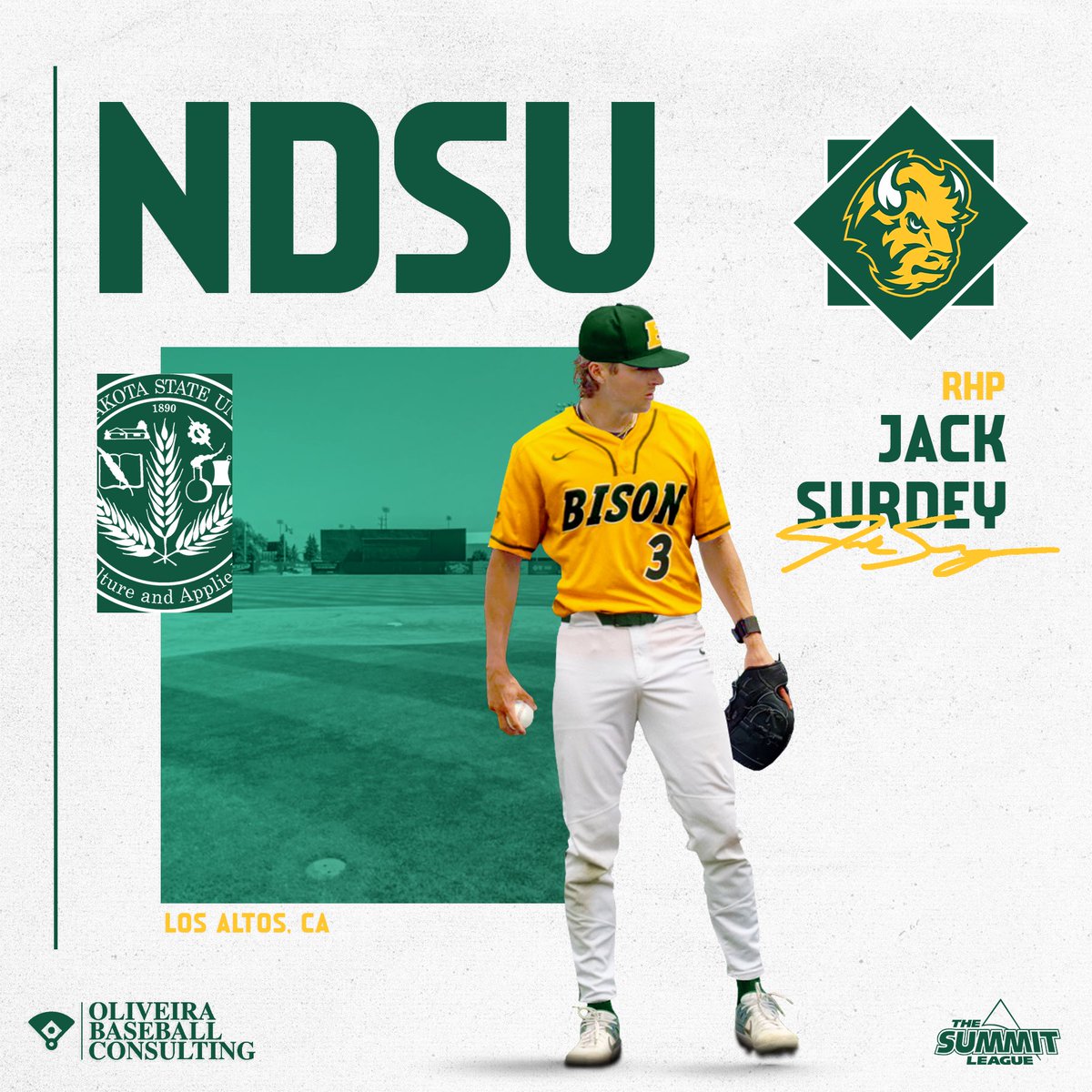 Oliveira Baseball Consulting (@obc_recruits) on Twitter photo Congrats to Jack Surdey on his commitment to North Dakota State University. The Bison are bringing a big JUCO arm from CA to Fargo. Excited for the Surdeys! #NDSU #GoBison #Summit #Committed #OBC Congrats to Jack Surdey on his commitment to North Dakota State University. The Bison are bringing a big JUCO arm from CA to Fargo. Excited for the Surdeys! #NDSU #GoBison #Summit #Committed #OBC