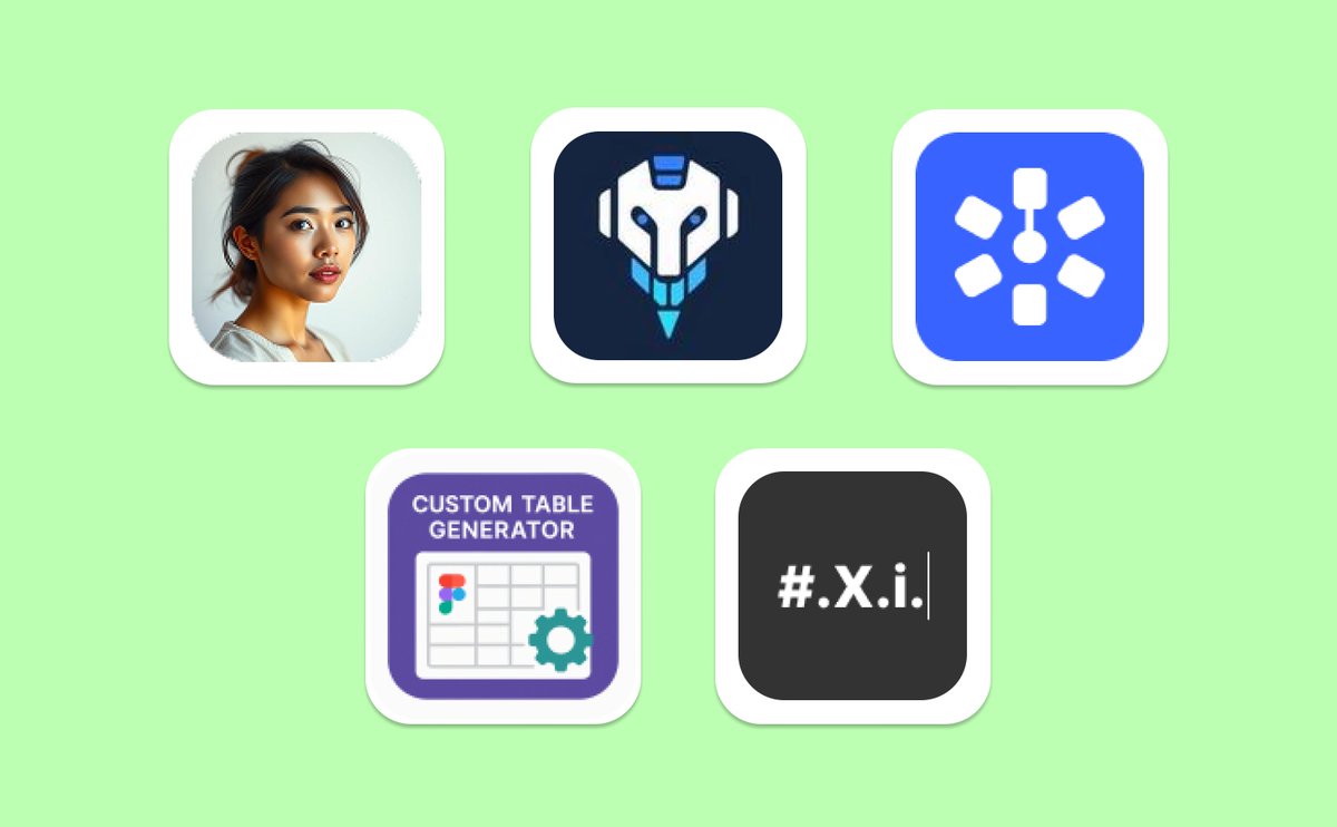 5 standout #Figma #plugins that bring serious functionality to your workflow 🚀

🦸 AI Avatar Generator
☯️ AI Logo Generator by <a href="/bilgudotcom/">Bilgu</a>
🔄 Copy Rotation
📊 Custom Table Generator
🗺️ Sitemap Builder

Check out how they work 👉 figmapluginweekly.substack.com/p/week-70