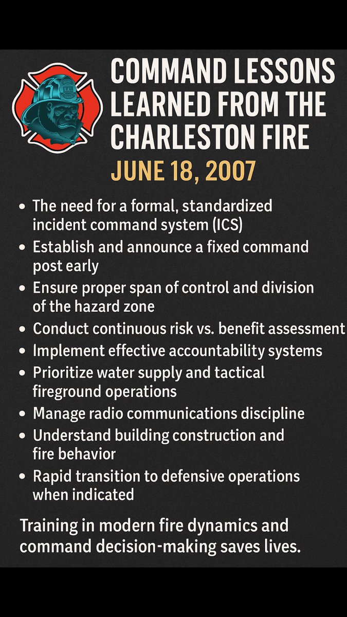Today we REMEMBER.
The Charleston (S.C.) Sofa Super Store Fire — June 18, 2007.
We honor and reflect on the sacrifice of these 9 firefighters who gave their lives in the line of duty and the many lessons learned:
🚒 Capt. William "Billy" Hutchinson
🚒 Capt. Michael Benke
🚒 Capt.