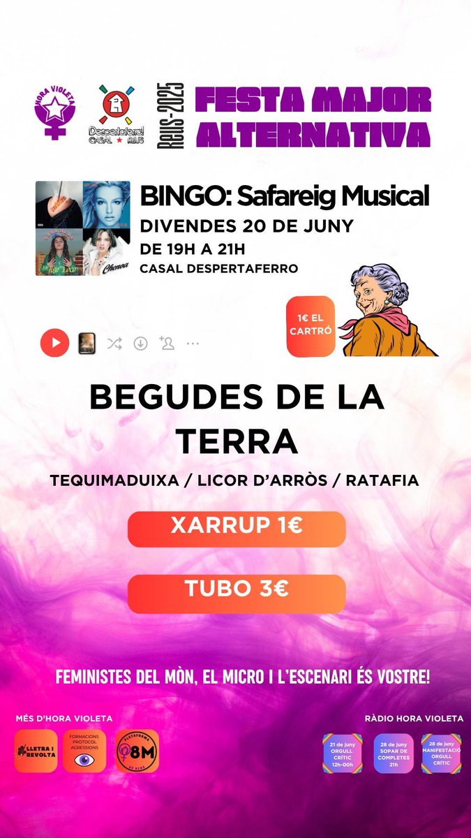 Això és aquet divendres ✨

Veniu a cantar, fer safareig de lxs artistes i a gaudir col·lectivament ❤️‍🔥