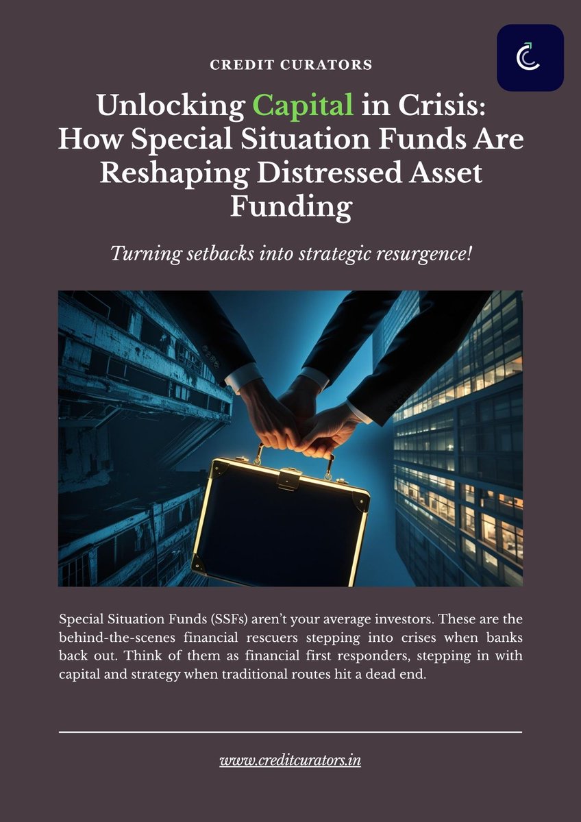 CreditCurators's tweet image. Meet #SSFs India’s financial first responders.

📘 Read: creditcurators.in/blog/-special-…

#SSFs #DistressedAssets #CreditCurators #NPAs #TurnaroundCapital #PrivateCredit #IndiaEconomy #NPAFunding #NPLFunding #SpecialSituationFunding #BridgeFunding #RescueFinancing #InvestmentBanking