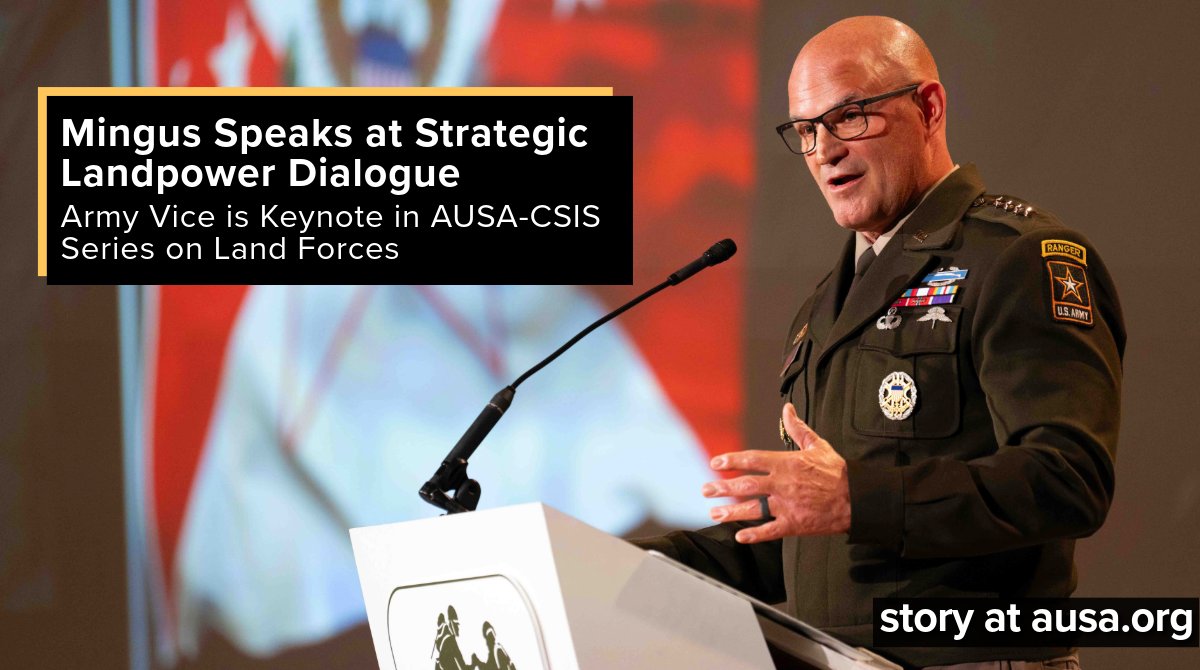 Mingus Speaks at Strategic Landpower Dialogue

Army Vice is Keynote in AUSA-CSIS Series on Land Forces

#ReadMore: loom.ly/x64ove4

@csis #AUSAorg #AUSA #USArmy #strategic #csis #landforces