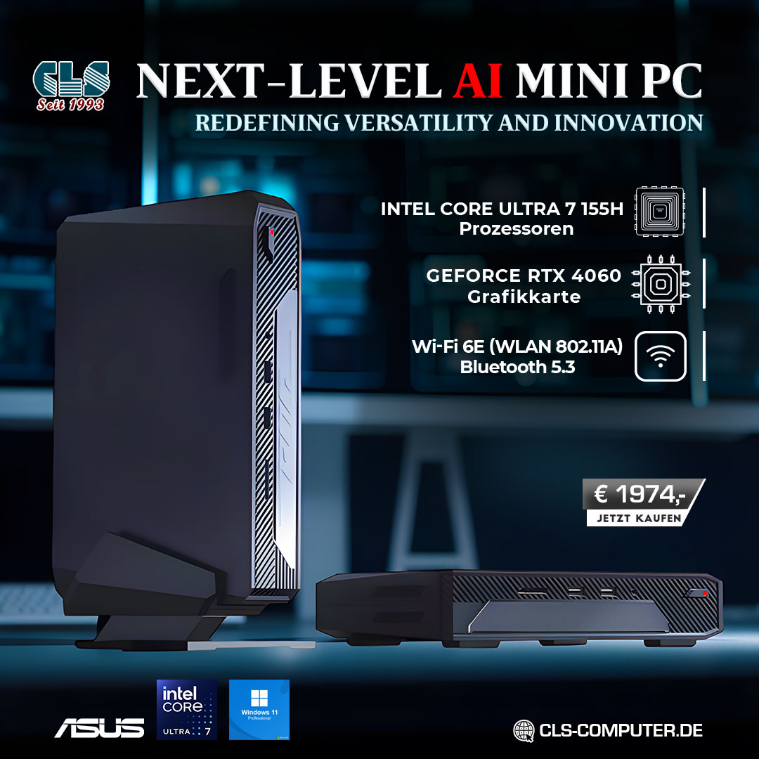 cls_computer's tweet image. 🔊 Meistern Sie anspruchsvolle Aufgaben und erleben Sie fesselndes Gaming mit dem ASUS Mini-PC, ausgestattet mit einem Intel Core Ultra 7 und RTX 4060 Grafik.
🔗 Bestellen Sie jetzt unter: cls-computer.de/mini-pc-intel-…

#asusnuc14 #CompactComputing #TechTrends #MiniPC #asus #PowerfulPC
