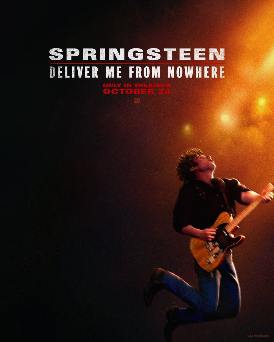 The first poster for ‘DELIVER ME FROM NOWHERE’ starring Jeremy Allen White as Bruce Springsteen.

In theaters October 24.