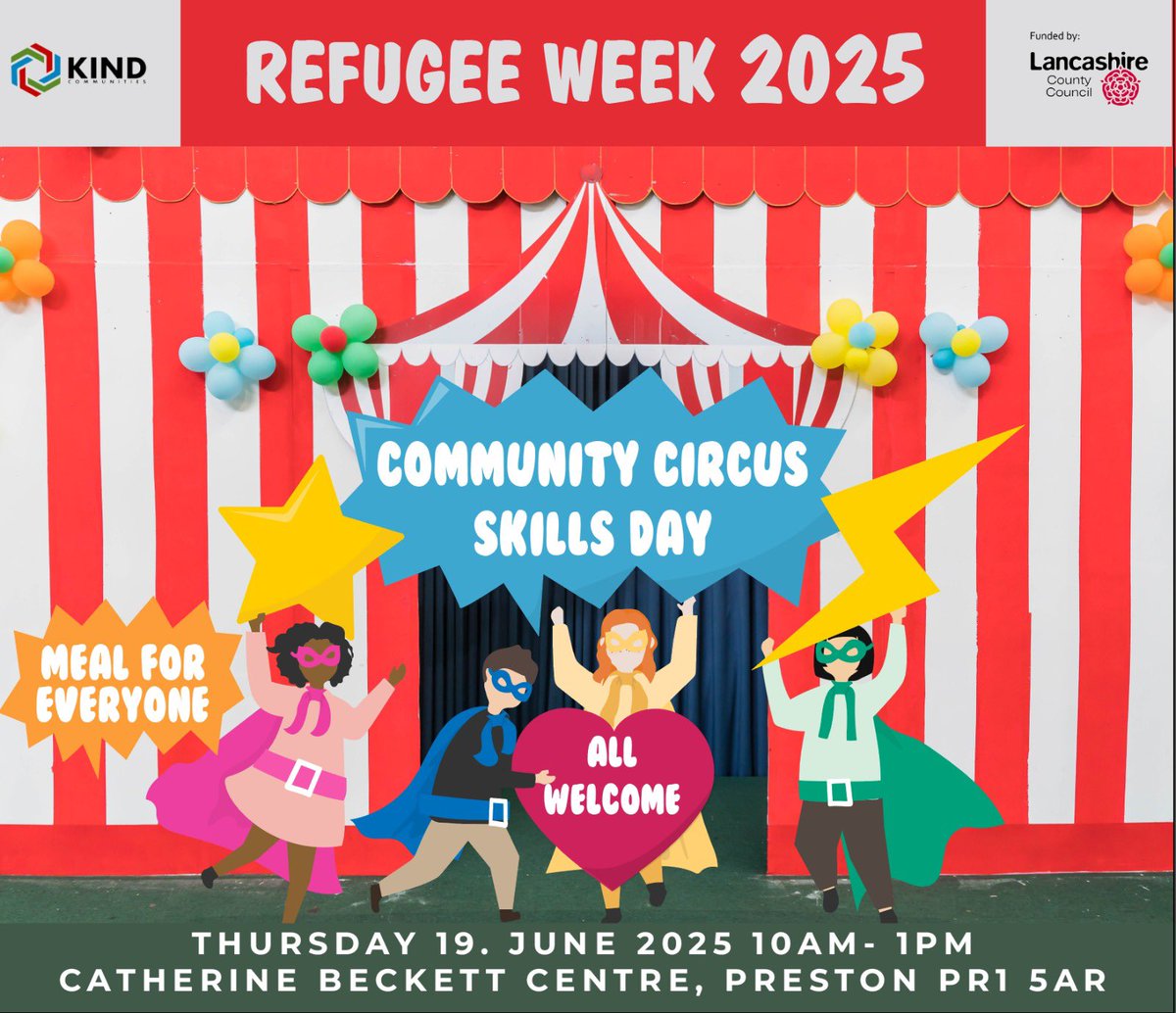 kindcommunities's tweet image. You’re invited to our Refugee Week event tomorrow between 10am- 1pm at the Catherine Beckett Centre. Free meal for all from 12 noon. #preston #community #refugeeweek #social #friendship #integration
