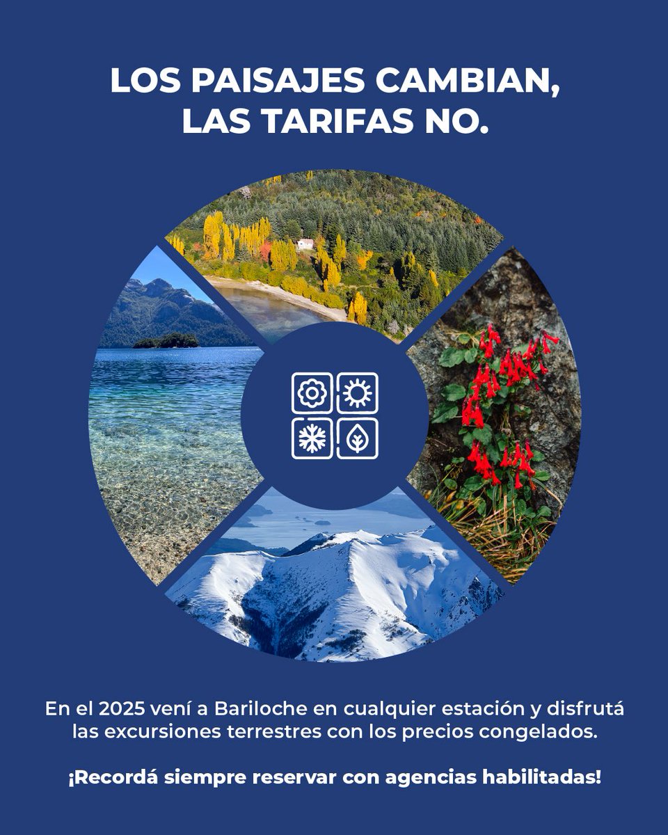 Miles de paisajes, cientos de aventuras, y un solo precio. 🤯 No dejes pasar más tiempo. Bariloche te espera. 👉 Este invierno es por acá.

barilocheturismo.gob.ar/es/invierno-en…

#Bariloche #Argentina #Patagonia