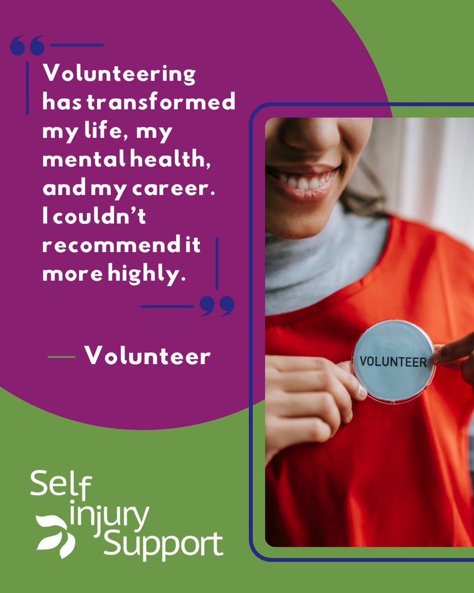 Our incredible volunteers tell us how meaningful their time volunteering with us is! We're currently looking for new helpline volunteers to support from our office in Bristol.

Apply today to get started! selfinjurysupport.org.uk/support-servic…