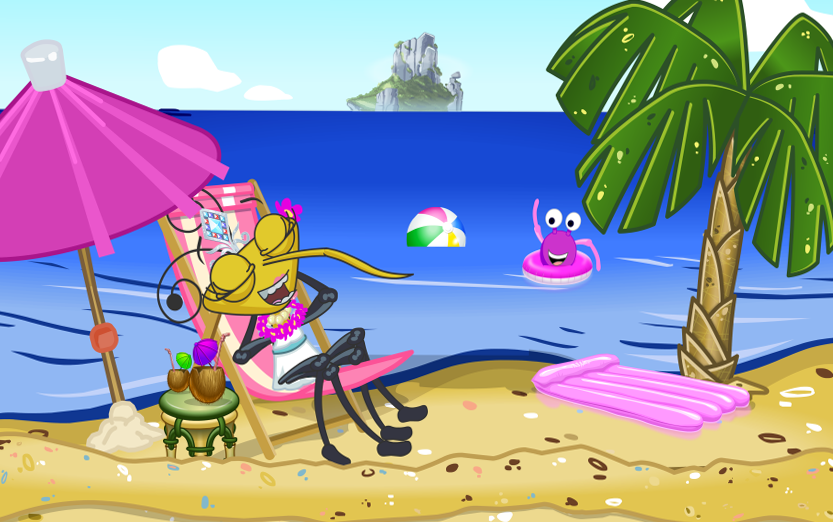 BWRewritten's tweet photo. 🌟 Following her BWE win, Posh is enjoying a getaway with Lady Wawa on Mulch Island! 🌴☀️ Basking in the sunshine, she has sent a postcard to Scribbles, 📨 asking him to invite weevils to join her with their Bin Pets! For all the details, check by Weevil News! 📰✨ #binweevils https://t.co/jMYBMCefCm