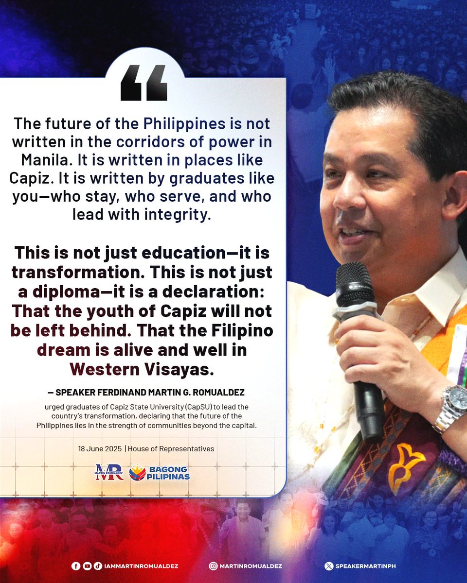 SpeakerMartinPH's tweet photo. Read full story:
https://t.co/2hldZLcJNY
#CapSU #RoxasCity #EducationPH #MartinRomualdez #LiderNgKongreso https://t.co/DwWtfFGbYY