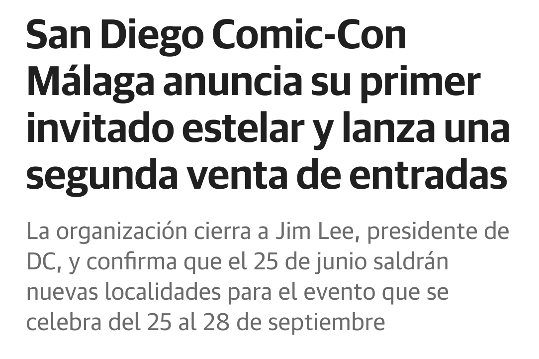 VivoConUnFriki's tweet image. Primera noticia sobre @comicconmalaga
Confirmado el primer invitado estrella, el mismísimo Jim Lee presidente de DC.
Además se pondrán más entradas a la venta (si, en la misma web 😒)
Gran noticia para los fans y sobre todo para acallar a los haters