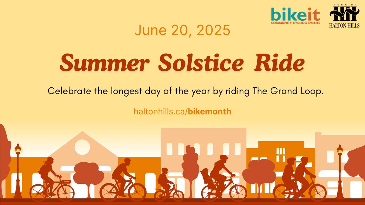 Town of Halton Hills (@_haltonhills) on Twitter photo Hey #HaltonHills! Ready to roll into summer? Join us and Bike It Halton Hills for the Summer Solstice Ride on Friday, June 20 at 6:30 p.m. ππ΄ββοΈ Celebrate the longest day by riding The Grand Loop β a scenic 20 km ride through Georgetownβs charming old and new neighbourhoods. π³ποΈ Hey #HaltonHills! Ready to roll into summer? Join us and Bike It Halton Hills for the Summer Solstice Ride on Friday, June 20 at 6:30 p.m. ππ΄ββοΈ Celebrate the longest day by riding The Grand Loop β a scenic 20 km ride through Georgetownβs charming old and new neighbourhoods. π³ποΈ